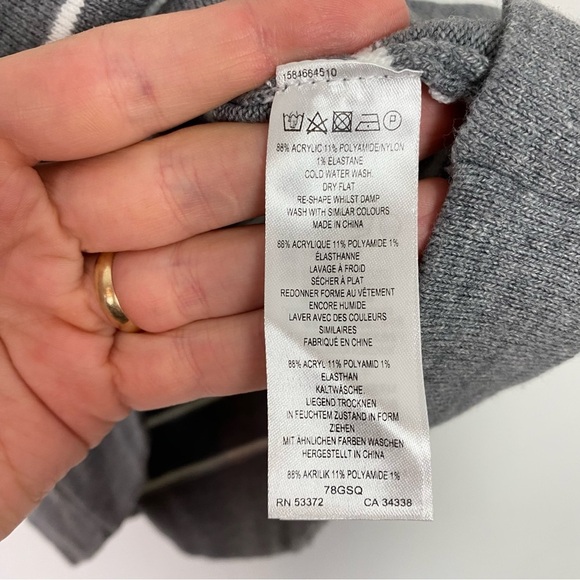 French Connection Sweater Tunic Womens Size Large Gray Striped Turtleneck Grey - Picture 5 of 7